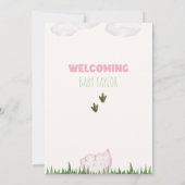 女の子の恐竜の赤ちゃんシャワー招待状、ピンクディノ 招待状