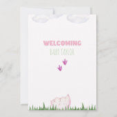 女の子の恐竜ベビーシャワー招待状、パープルディノ 招待状 (裏面)