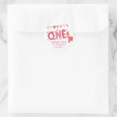 女の子の恐竜誕生日ありがとう ラウンドシール (バッグ)