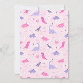 女の子の恐竜3レックス3番目の誕生日パーティーピンク 招待状 (裏面)