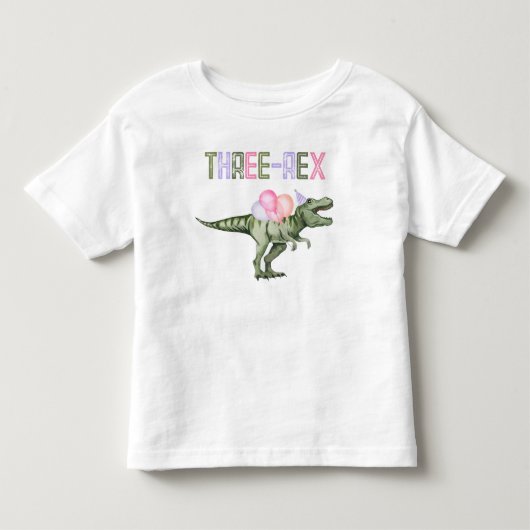 女の子の恐竜3レックスTシャツ トドラーTシャツ (正面)
