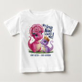 女の子の恐竜 私の伯母は私を愛している ベビーTシャツ (正面)