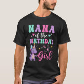 女の子の恐竜Tレックスパーティーのための誕生日のナナ Tシャツ (正面)