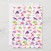 女の子の恐竜Tレックス誕生日パーティーの招待 招待状 (裏面)