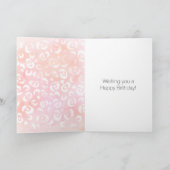 女の子の恥ずかしそうなピンクの桃色のヒョウ柄動物の誕生日 カード (内部)