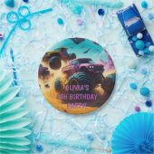 女の子の愛モンスタートラックも誕生日パーティー ペーパープレート (パーティー)