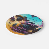 女の子の愛モンスタートラックも誕生日パーティー ペーパープレート (アングル)