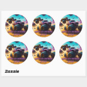 女の子の愛モンスタートラックも誕生日パーティー ラウンドシール (シート)