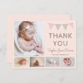 女の子の感謝していベビーあなた、ピンクの出生発表 ポストカード (正面/裏面)