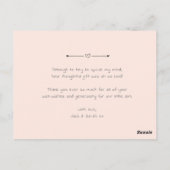 女の子の感謝していベビーあなた、ピンクの出生発表 ポストカード (裏面)