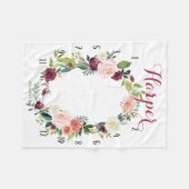 女の子の成長トラッカー – Boho水色とバラ フリースブランケット (正面(横))