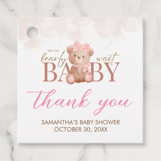 女の子の我々は赤ちゃんシャワー広場を待つことができる フェイバータグ (正面)