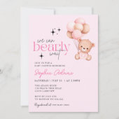 女の子の我々はbearly待つことができるテディベア赤ちゃんシャワー 招待状 (正面)