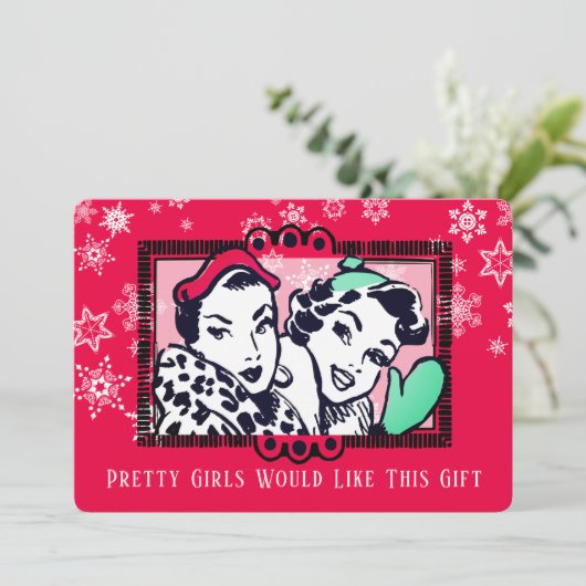 女の子の手作り編み物クロシェのクリスマスカード シーズンカード (スタンド正面)