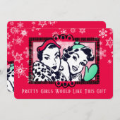 女の子の手作り編み物クロシェのクリスマスカード シーズンカード (正面/裏面)