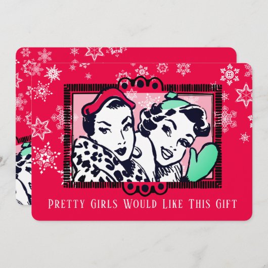 女の子の手作り編み物クロシェのクリスマスカード シーズンカード (正面/裏面)