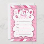 女の子の手書きパーティー招待状 招待状 (正面)