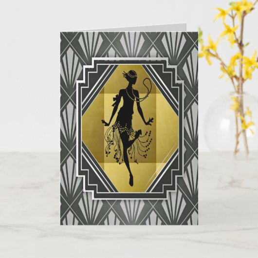 女の子の挨拶カード カード (黄色い花)