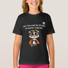 女の子の新年、同じ私の暗い Tシャツ