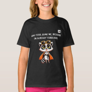 女の子の新年、同じ私の暗い Tシャツ