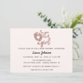 女の子の新生児写真カスタムバラFeetGlitte 招待状 (スタンド正面)