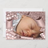 女の子の新生児写真カスタムバラFeetGlitte 招待状 (裏面)