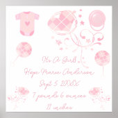 女の子の新生児誕生統計の発表 ポスター (正面)