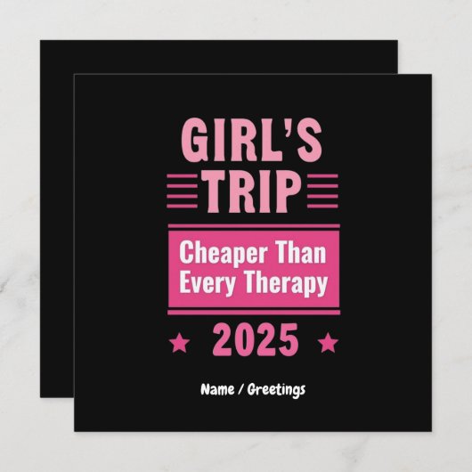 女の子の旅行はセラピーおもしろい満載の旅行よりも安い 招待状 (正面/裏面)