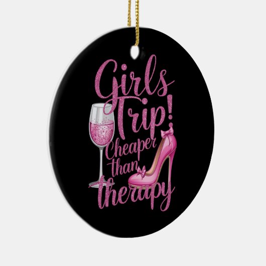 女の子の旅行よりも安いセラピー週末用ワインパーティー セラミックオーナメント (右)