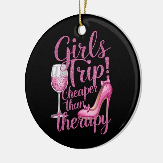 女の子の旅行よりも安いセラピー週末用ワインパーティー セラミックオーナメント (左)