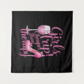 女の子の旅行よりも安いセラピー週末用ワインパーティー タペストリー (正面(横))