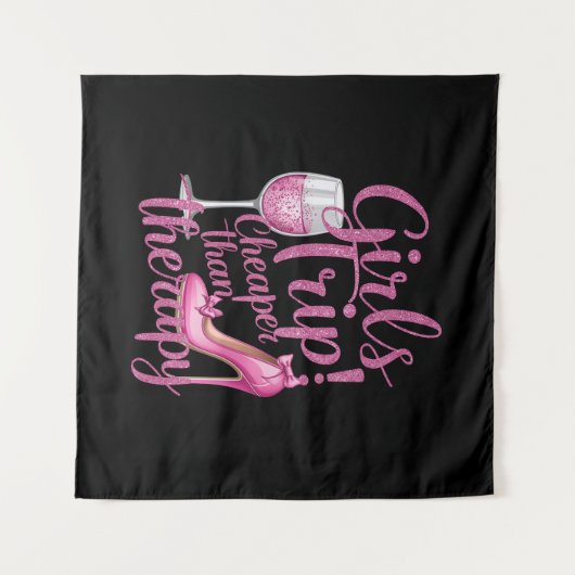 女の子の旅行よりも安いセラピー週末用ワインパーティー タペストリー (正面(横))