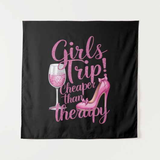 女の子の旅行よりも安いセラピー週末用ワインパーティー タペストリー (正面)