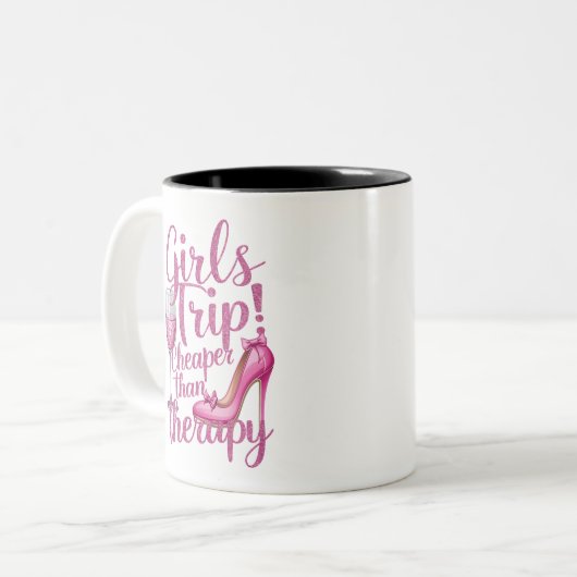 女の子の旅行よりも安いセラピー週末用ワインパーティー ツートーンマグカップ (正面左)