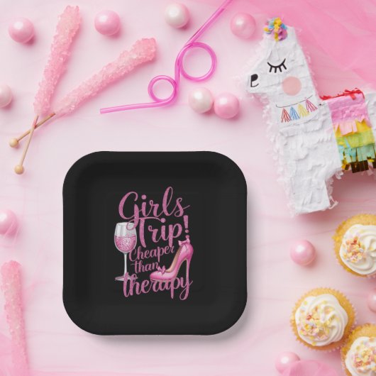 女の子の旅行よりも安いセラピー週末用ワインパーティー ペーパープレート (パーティー)