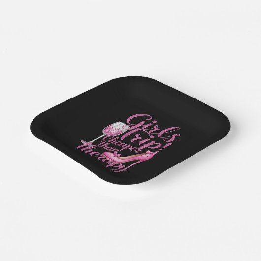 女の子の旅行よりも安いセラピー週末用ワインパーティー ペーパープレート (傾斜あり)