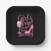 女の子の旅行よりも安いセラピー週末用ワインパーティー ペーパープレート (正面)