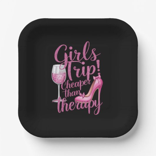 女の子の旅行よりも安いセラピー週末用ワインパーティー ペーパープレート (正面)