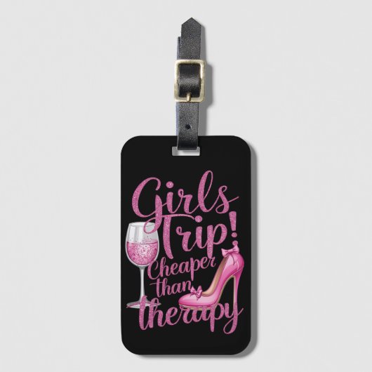 女の子の旅行よりも安いセラピー週末用ワインパーティー ラゲッジタグ (正面縦)