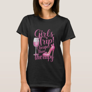 女の子の旅行よりも安いセラピー週末用ワインパーティー Tシャツ