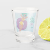 女の子の旅行，年，名前，プールの黒い女性 ショットグラス (裏面)