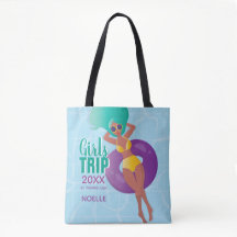 女の子の旅行，年，名前，プールの黒い女性