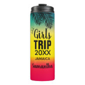 女の子の旅行、王冠の年と名前グリーンイエローレッド タンブラー (正面)