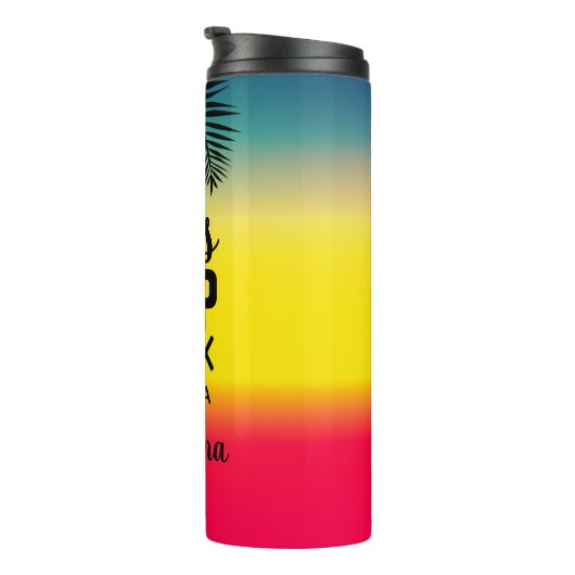 女の子の旅行、王冠の年と名前グリーンイエローレッド タンブラー (回転右)