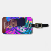 女の子の旅20XX、トロピカルカラフル、黒人女性 ラゲッジタグ (正面横)