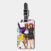 女の子の旅、ボホ、荷物パーソナライズされたタグ ラゲッジタグ (正面縦)