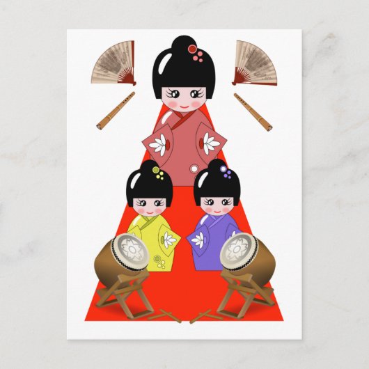 女の子の日の人形日本のフェスティバル ポストカード (正面)