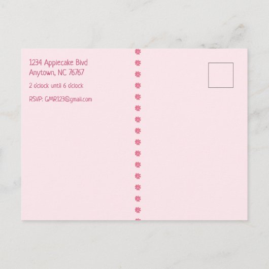 女の子の日付9番目の誕生日を保存 案内ポストカード (裏面)