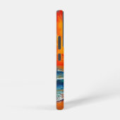 女の子の日没ビーチ歩く海波の装飾 SAMSUNG GALAXYケース (右側面)