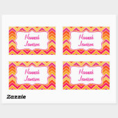 女の子の明るい名前ピンクのオレンジ色のidラベルシール 長方形シール (シート)